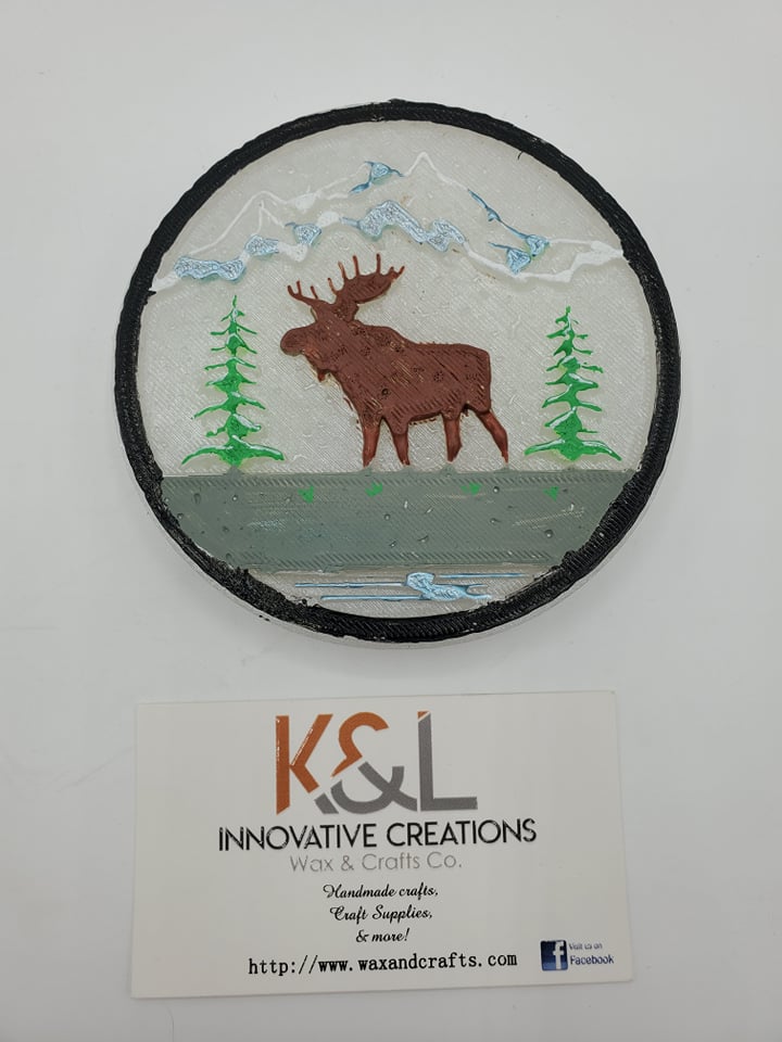 Moose w/ Trees Round Freshie Mold